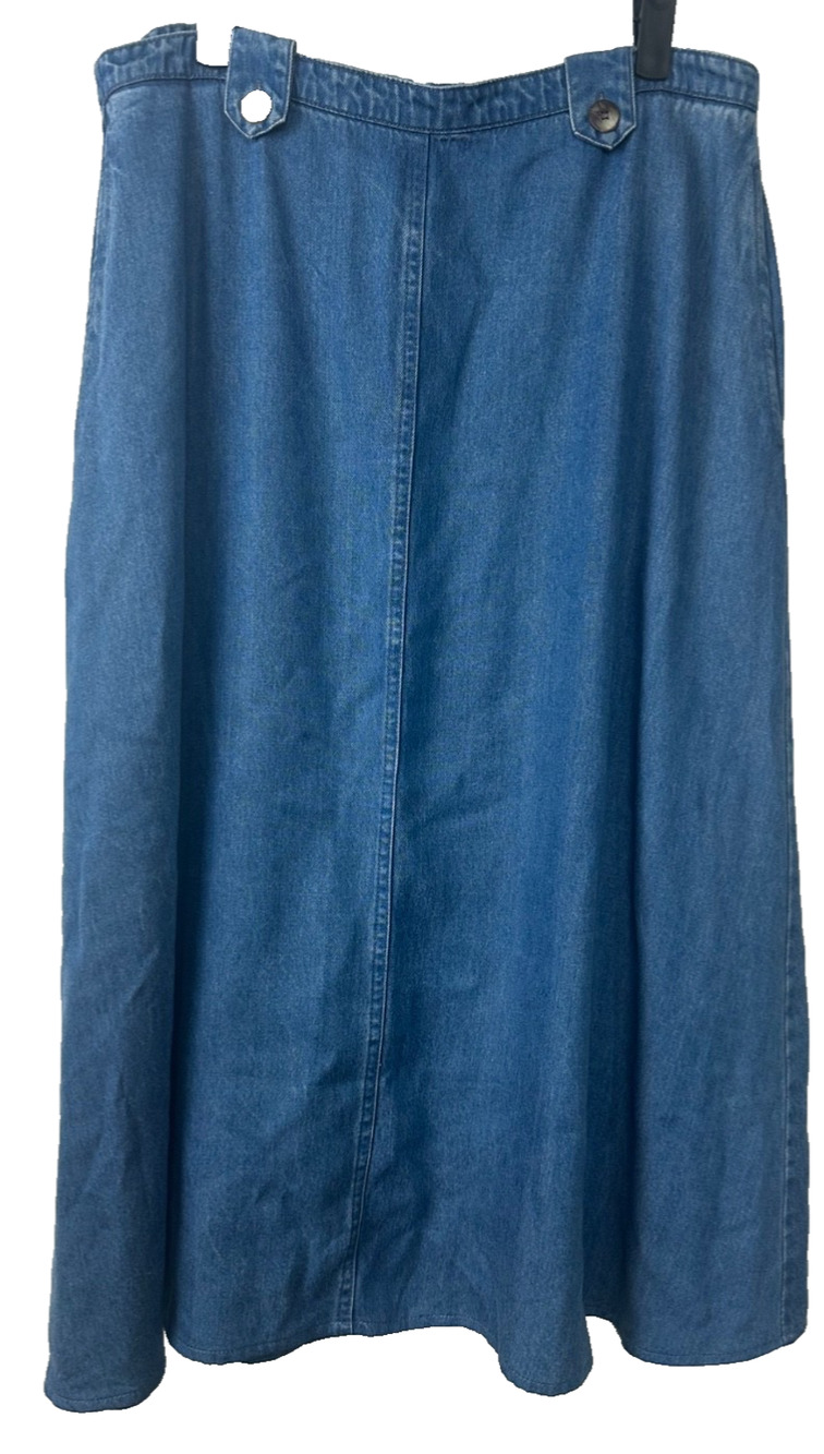 Coldwater Creek Y2K Tencel Denim Maxi Skirt 14 Elastic Waist USA Boho Modest A37